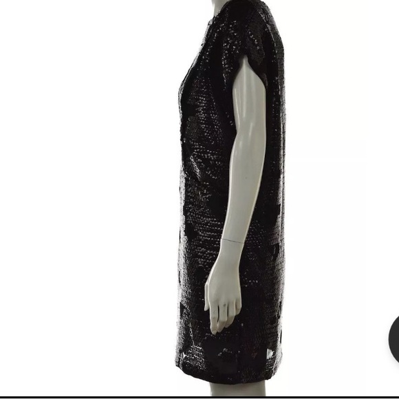 SEE By CHLOE Sequin Mini Dress Black sh sleeve Swifty Prom luxury designer sz4 - Picture 3 of 11